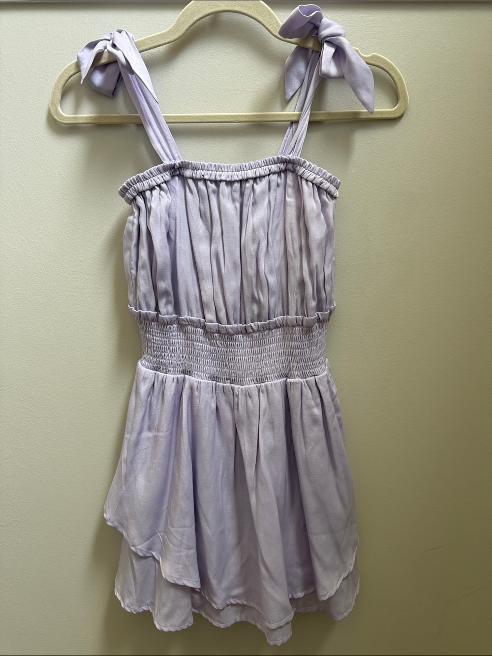 NWOT Aqua Girls Lilac Tie-Shoulder Smocked Waist Buttery Soft Sundress Sz 10/12